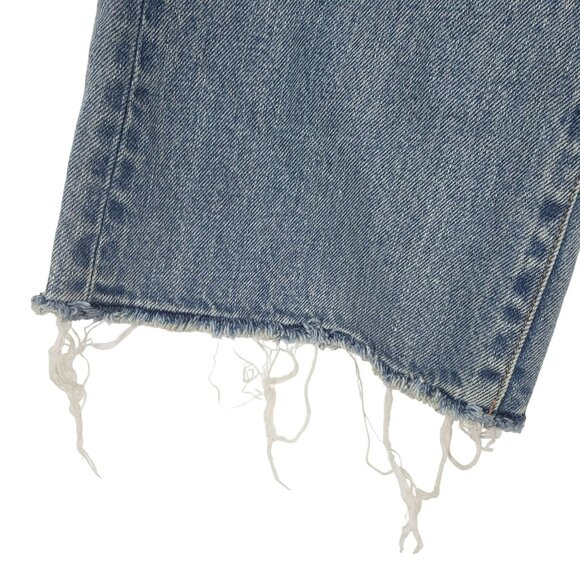 Moussy Cropped Flare Blue Light Wash Cropped Straight Leg Raw Hem Jeans 24 - Picture 9 of 12